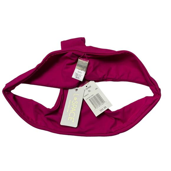 L*SPACE Sandy Classic Bikini Bottom Ribbed Stretch Magenta Seamless XL NEW - Picture 6 of 8